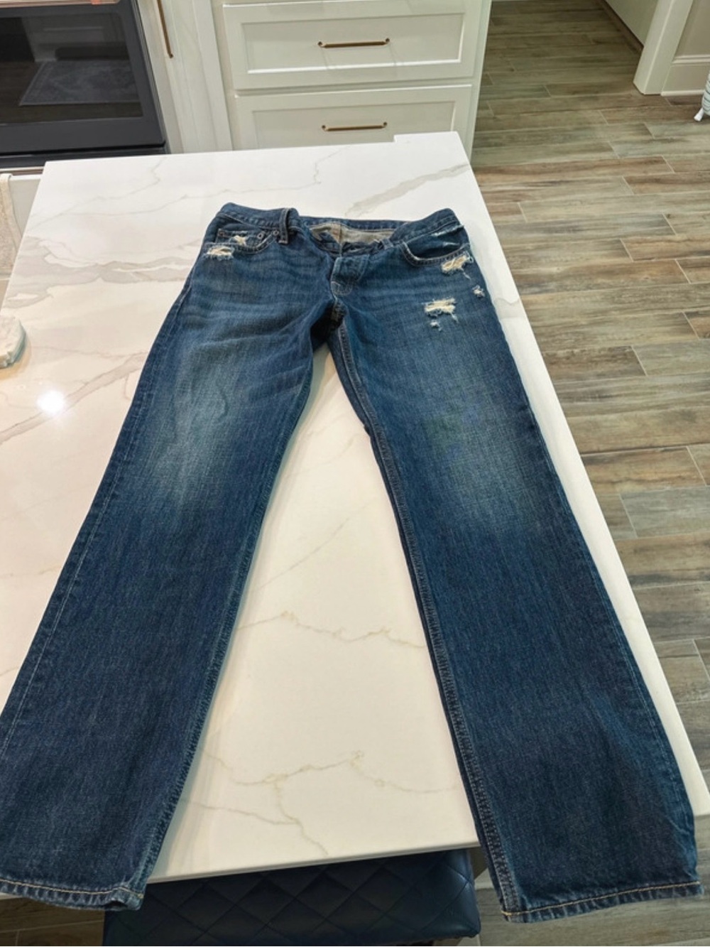 Hollister Blue Distressed Straight-Leg Jeans
